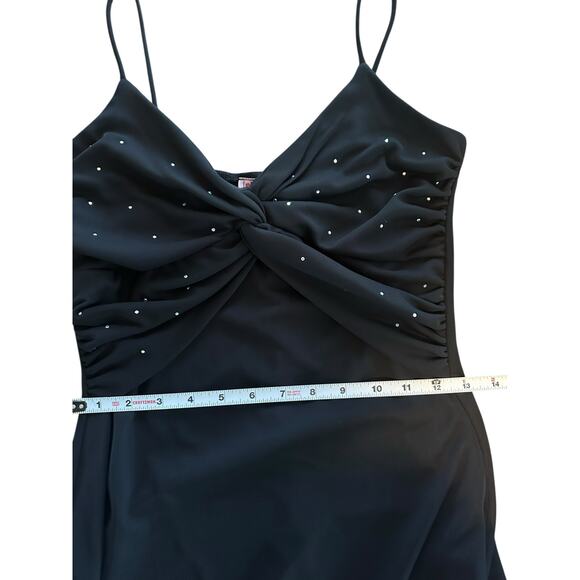 Lipstick Black Beaded Maxi Dress S Spaghetti Straps Y2K Formal Gown Whimsygoth - Picture 5 of 10